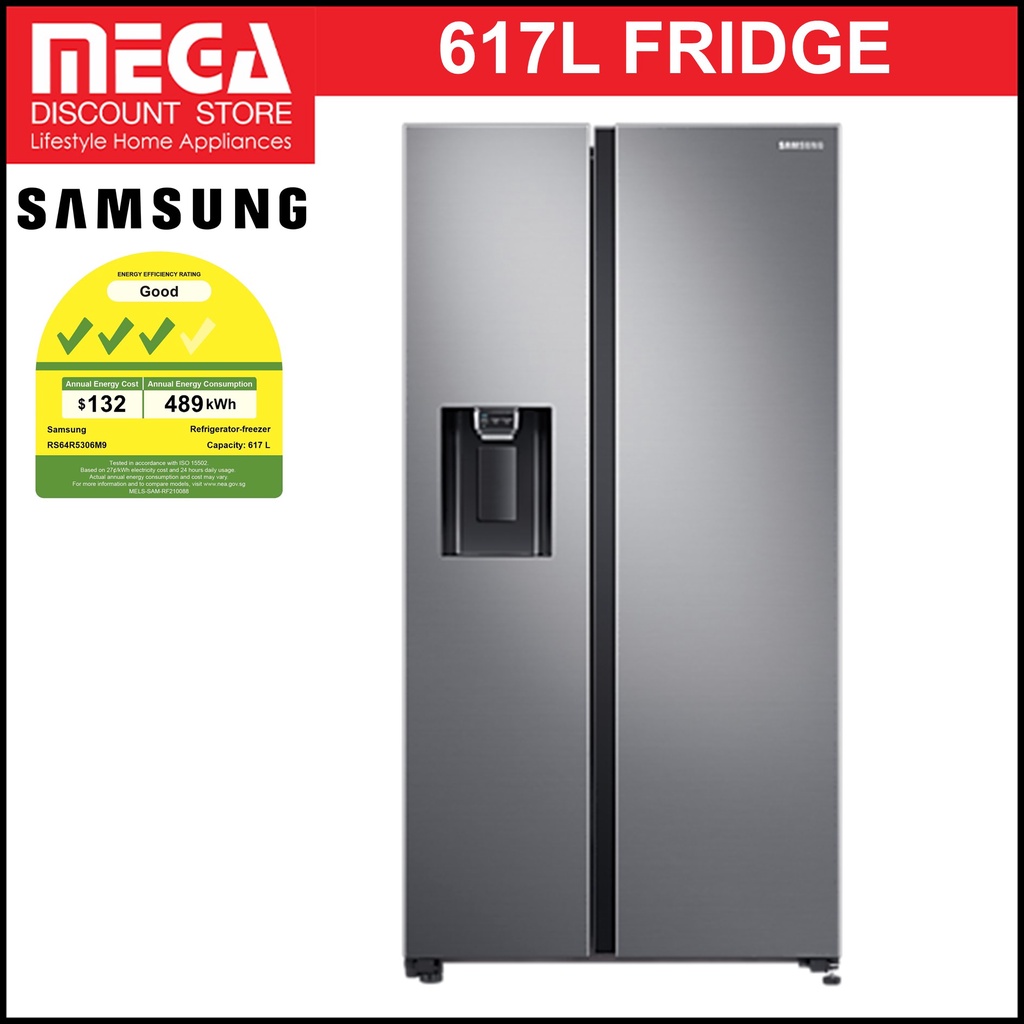 SAMSUNG RS64R5306M9/SS 617L SPACEMAX SIDEBYSIDE FRIDGE (3 TICKS