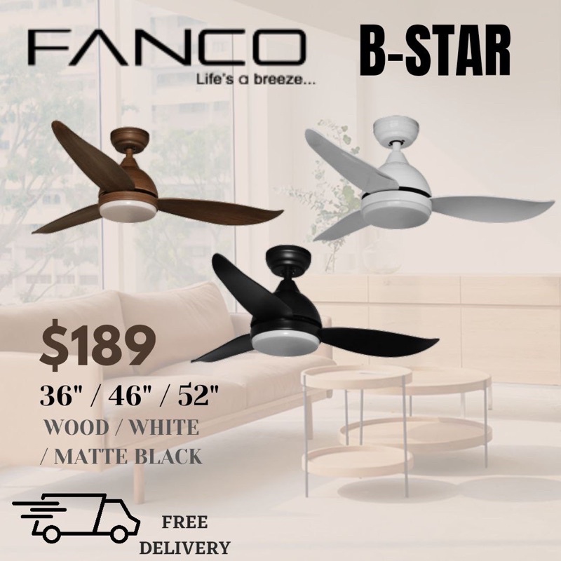 (with Installation Promo)Fanco Bstar Ceiling Fan With Light 36/46/52 ...