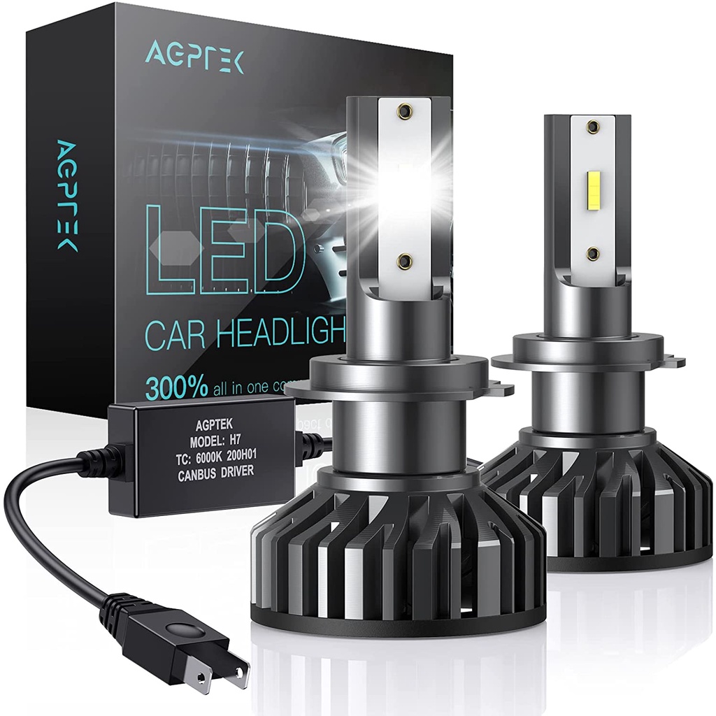 AGPTEK H4 Bombilla Led Canbus, 60W 16000LM 6500K con chip CSP