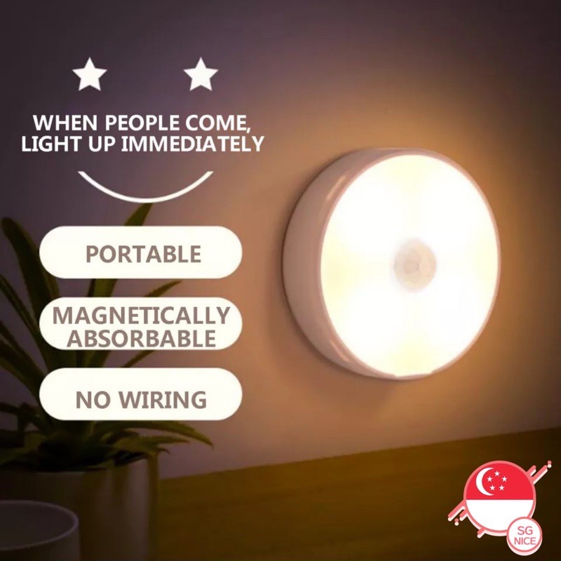 SG stock ️Motion Sensor Lights LED Night Light Battery USB Rechargeable