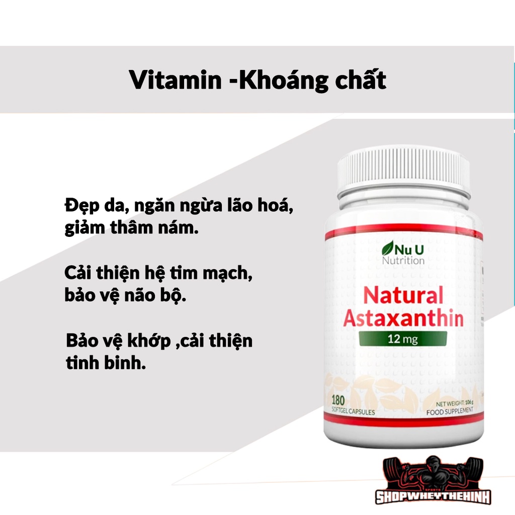 Astaxanthin Natural 12mg Increases Immune System, AntiAging, Beautiful Skin, Supports Muscle