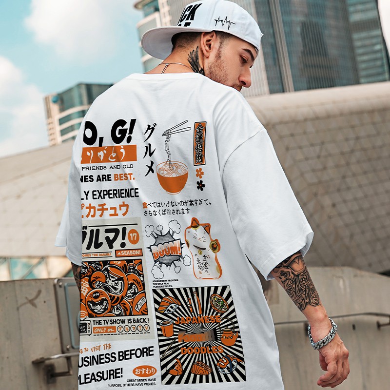 100 Cotton Casual Men s T Shirt Hip Hop Summer Tops Tees Japanese Style Short Shirts Shopee Singapore