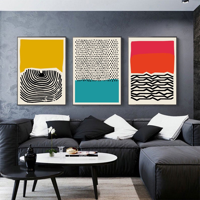Wall Art Canvas Painting Living Room Decor Modern Multicolored Abstract ...
