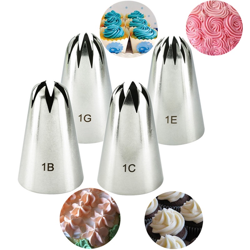 4pcs Large Icing Piping Nozzles For Decorating Cake Baking Cookie ...