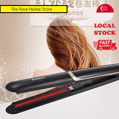 infrared Ceramic Professional Hair Straightener Flat Iron Curler Kemei ...