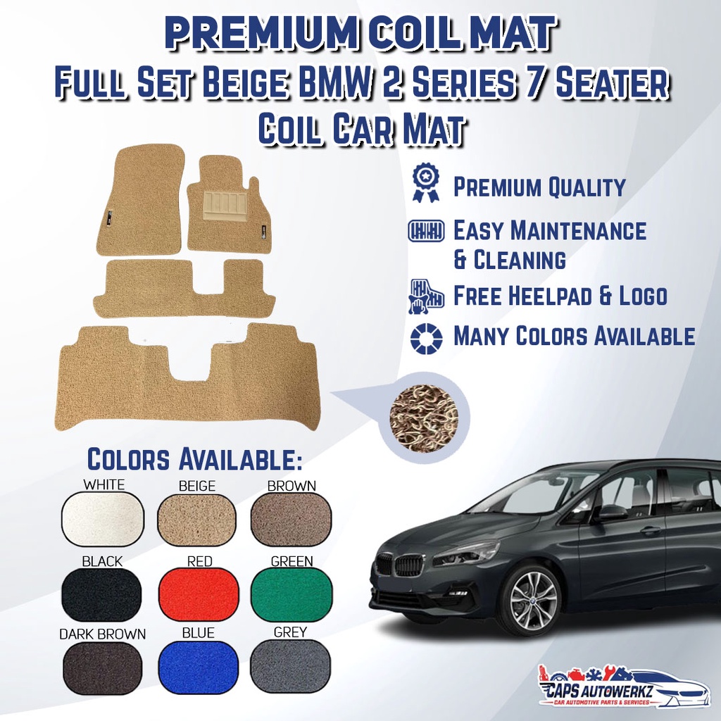 BMW 2 Series GT Premium Customized Single Color Coil Car Mat Set | Car ...