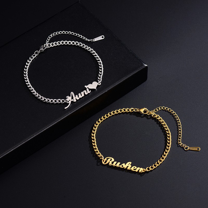 Fashion Custom Name Stainless Steel bracelet,Bracelet Bangle Thicker Chain Personalized Jewelry Chain,Women Fashion