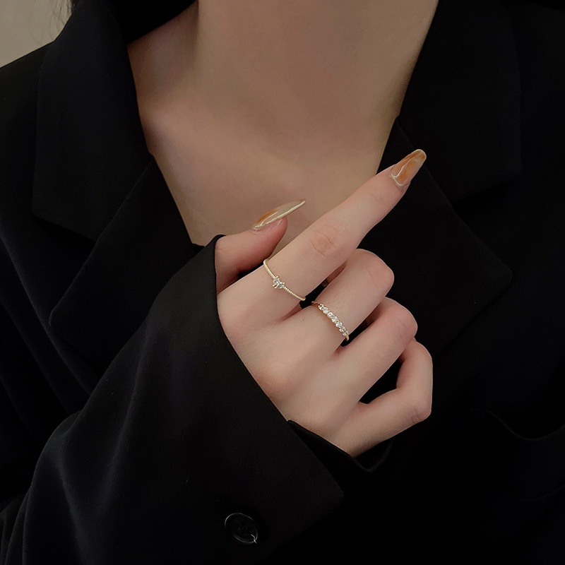 2pcs/set Fashion Women Jewelry Alloy Rhinestone Heart Finger Ring set