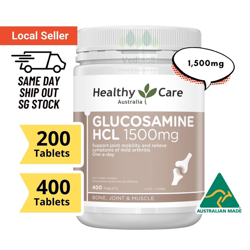 Healthy Care Glucosamine HCL 1500mg 400 / 200 Tablets Made in