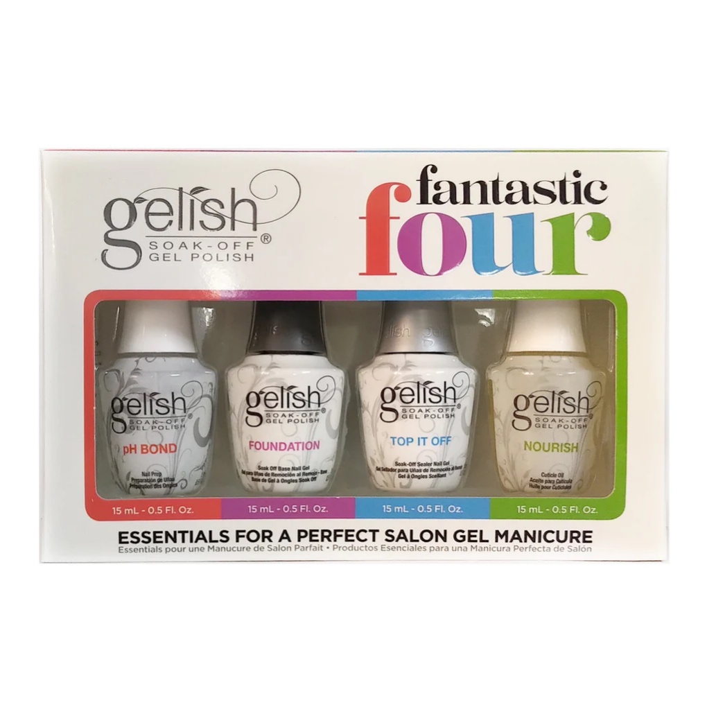 Harmony Gelish Fantastic Four Set. Gel top coat, base coat, pH bond and