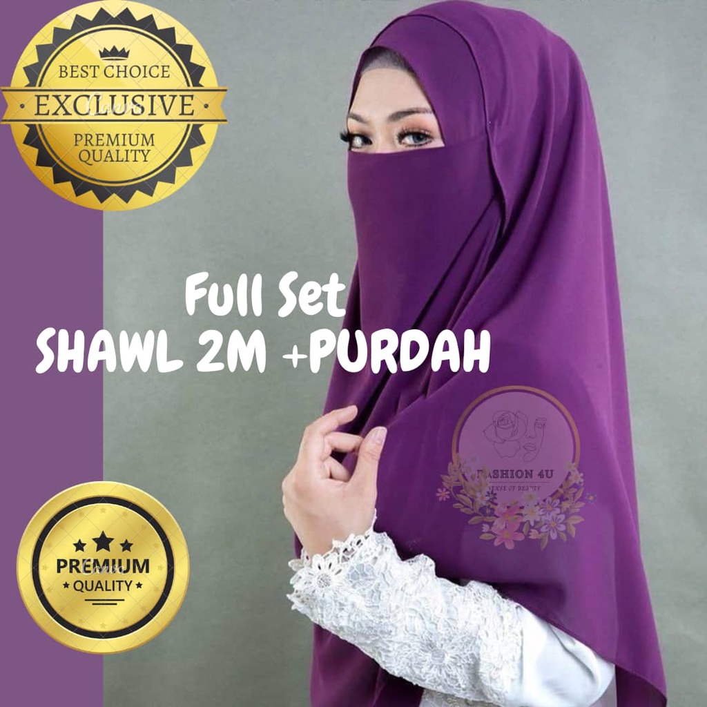 Clearance Buy 1 Get 1 Free 2 Meter Shawl and Purdah in Stone Empty ...