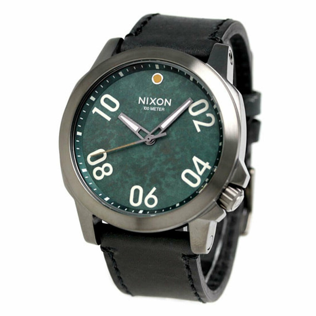 Nixon Ranger Leather 45mm Gunmetal Green Oxyde A4662069 Shopee Singapore