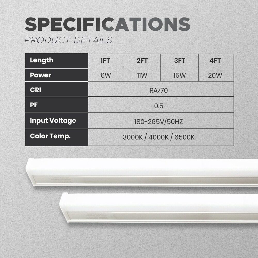 LED T5 [1FT/2FT/3FT/4FT] [6W/11W/15W/20W] COMPLETE SET LED T5 BATTEN ...