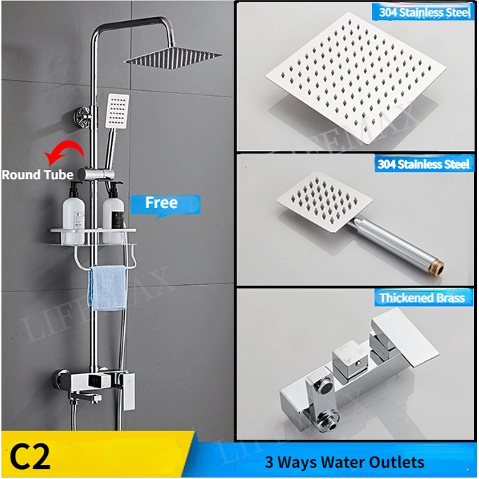 [SG]Stainless Silver Series Rain Shower Set Bathroom Home RainFall ...