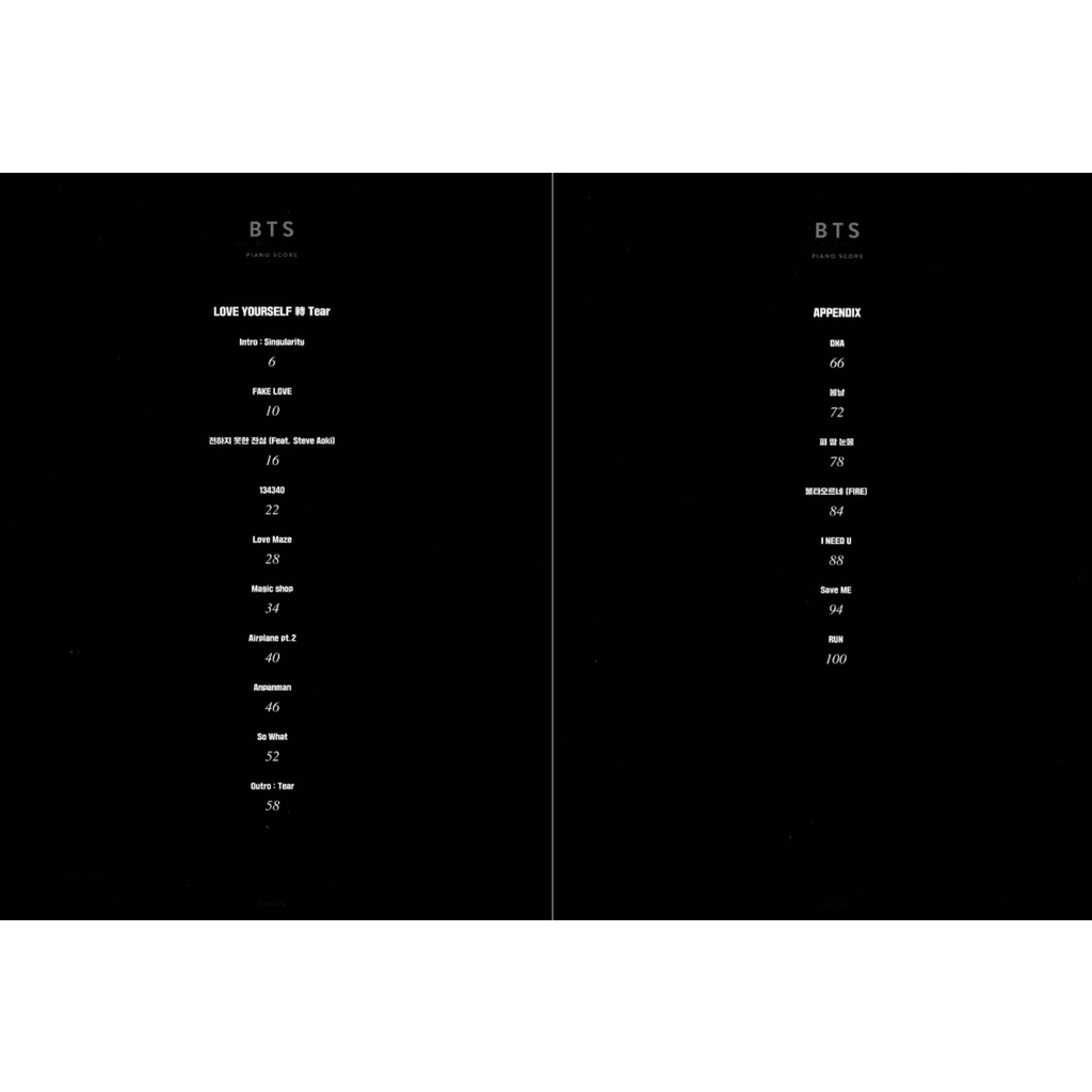 [ korean music sheet book ] BTS Love Yourself Tiers Piano Score BTS ...