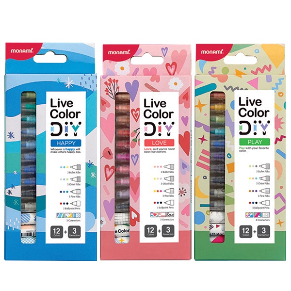 Live Color DIY Pen Set Monami 12 + 3 | Shopee Singapore