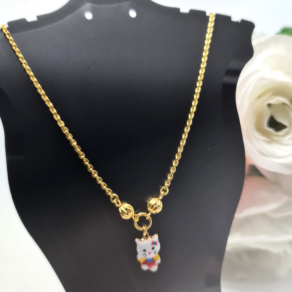 Light Gold Children's Chain Necklace Hello Kitty Picture | Shopee Singapore