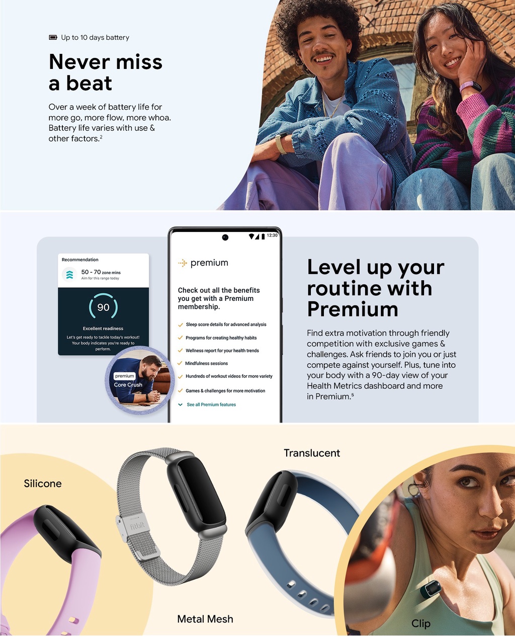 Fitbit Inspire 3 - Health and Fitness Tracker - Stress Management ...