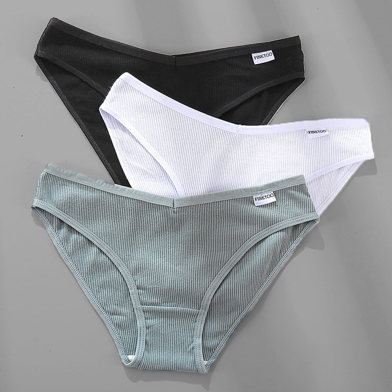 FINETOO 3PCS/Set Cotton Panties Female Underpants M-XL 6 Solid Color ...