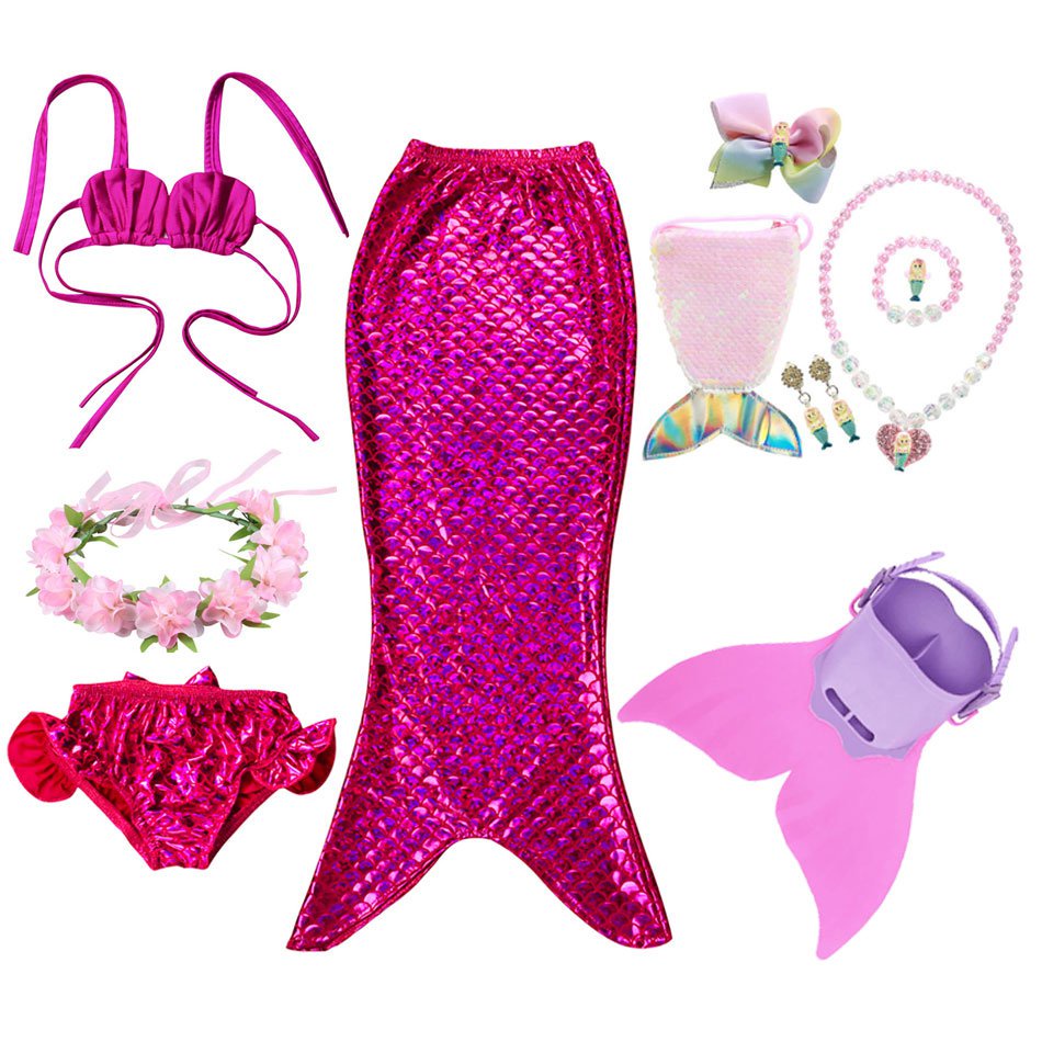 Kids Girls Mermaid Swimming Fantasy Tail Mermaid Costume Cosplay ...