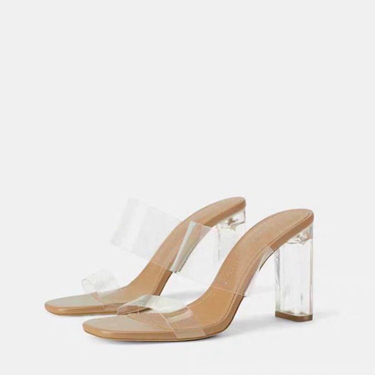 VINYL SANDALS WITH CLEAR HEELS - Silver