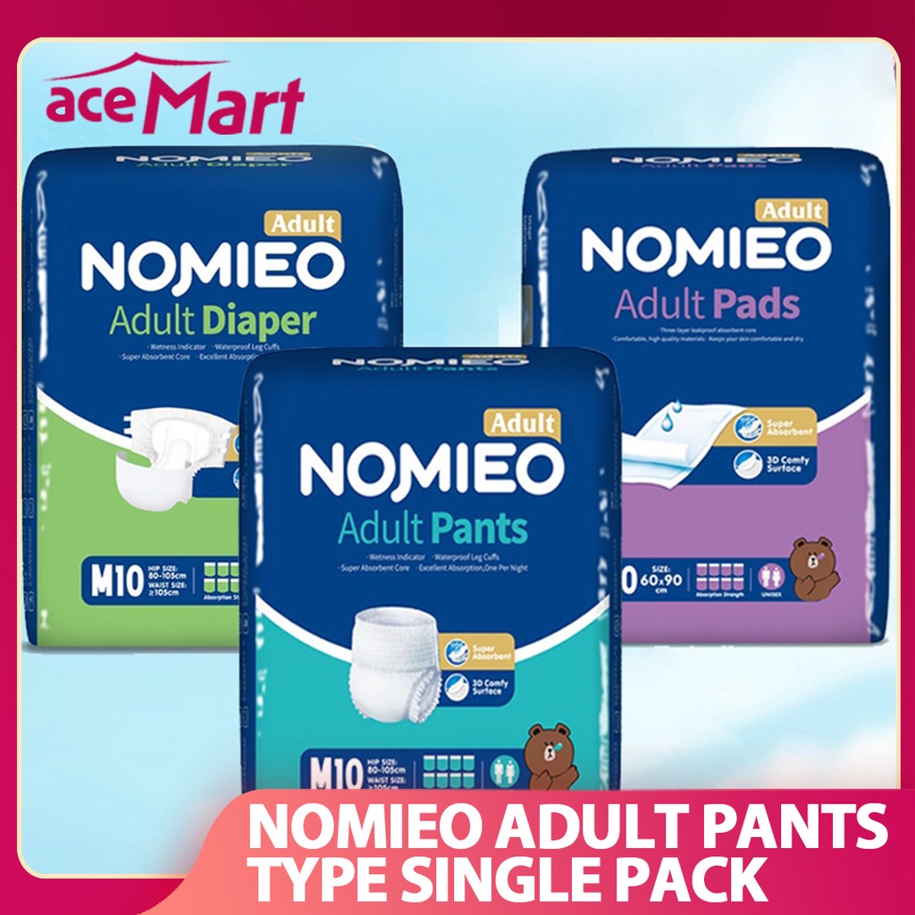 Single Pack]NOMIEO Adult Diapers Tape Pants Available In M L and Adult  underpad bed pee pad protective | Shopee Singapore