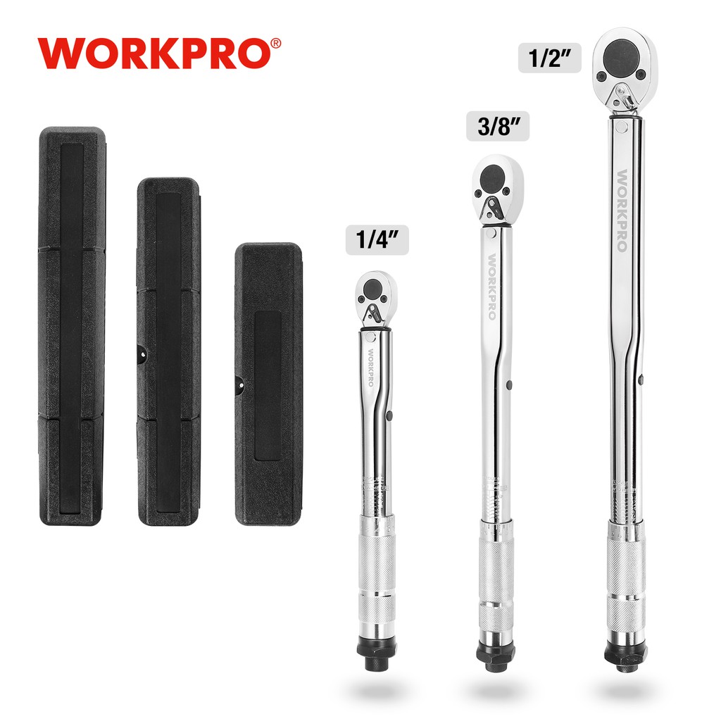 WORKPRO Torque Wrench 1/4'' 3/8'' 1/2'' Square Drive 5-100 Ft-lb Wrench Repair Spanner Key Precise Ratchet spanar box