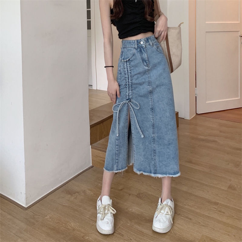 Mid length 2024 denim skirts design