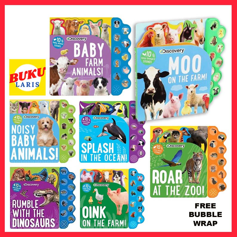 10　Books,　FARM　NOISY　ANIMALS　Book　Sound　RUMBLE　Shopee　DISCOVERY:　SPLASH　Singapore　BABY　OINK　MOO　ROAR　Import　Button