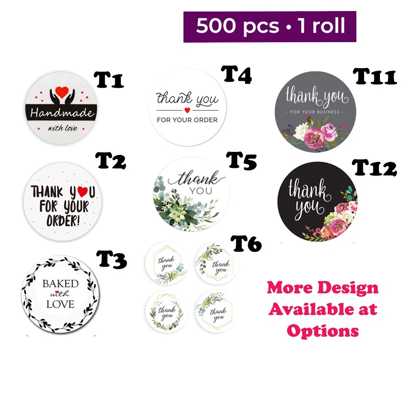 SPECIAL ~ 500pcs Round Thank You Sticker Seal Label / Food Packing ...