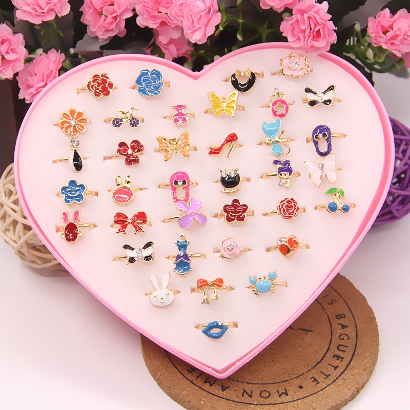 Kids Resin Cartoon Princess Ring, Little Girl Plastic Ring, Girl Fashion Accessories Ring