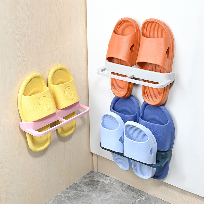 Slippers Holder Wall Mounted Hanging Shoe Storage Rack Bathroom High ...