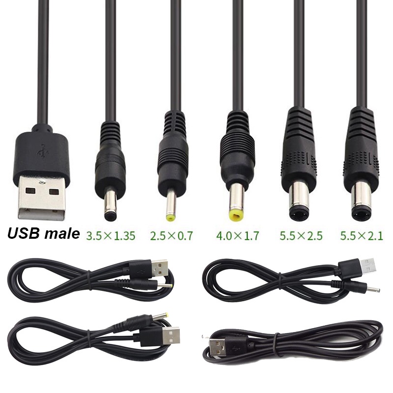 1m DC Charging Cable 22AWG 3A 5V USB 2.0 type A Male to DC Plug Charger ...