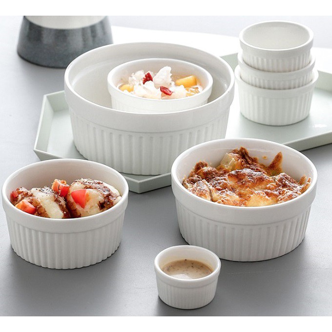 ZEN Pleats Porcelain Souffle Dishes - Set Of 6 Mixed Color Ramekins (14oz Each, 3.9" Diameter) - View #6