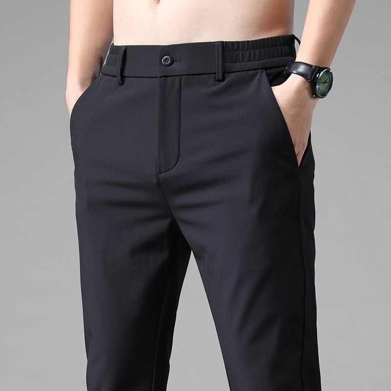 2024 Pants Mens Stretch Korean Casual Slim Fit Elastic Waist Jogger ...
