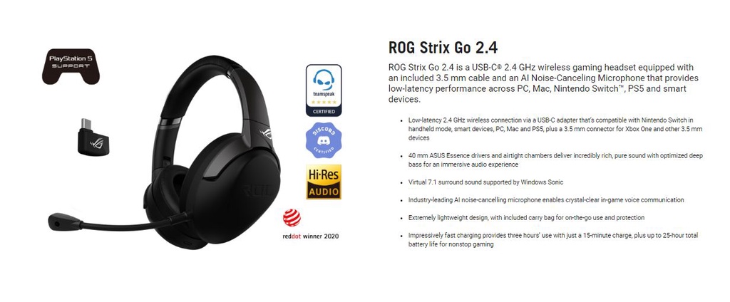 ASUS ROG Strix Go USB-C GHz wireless gaming headset (2