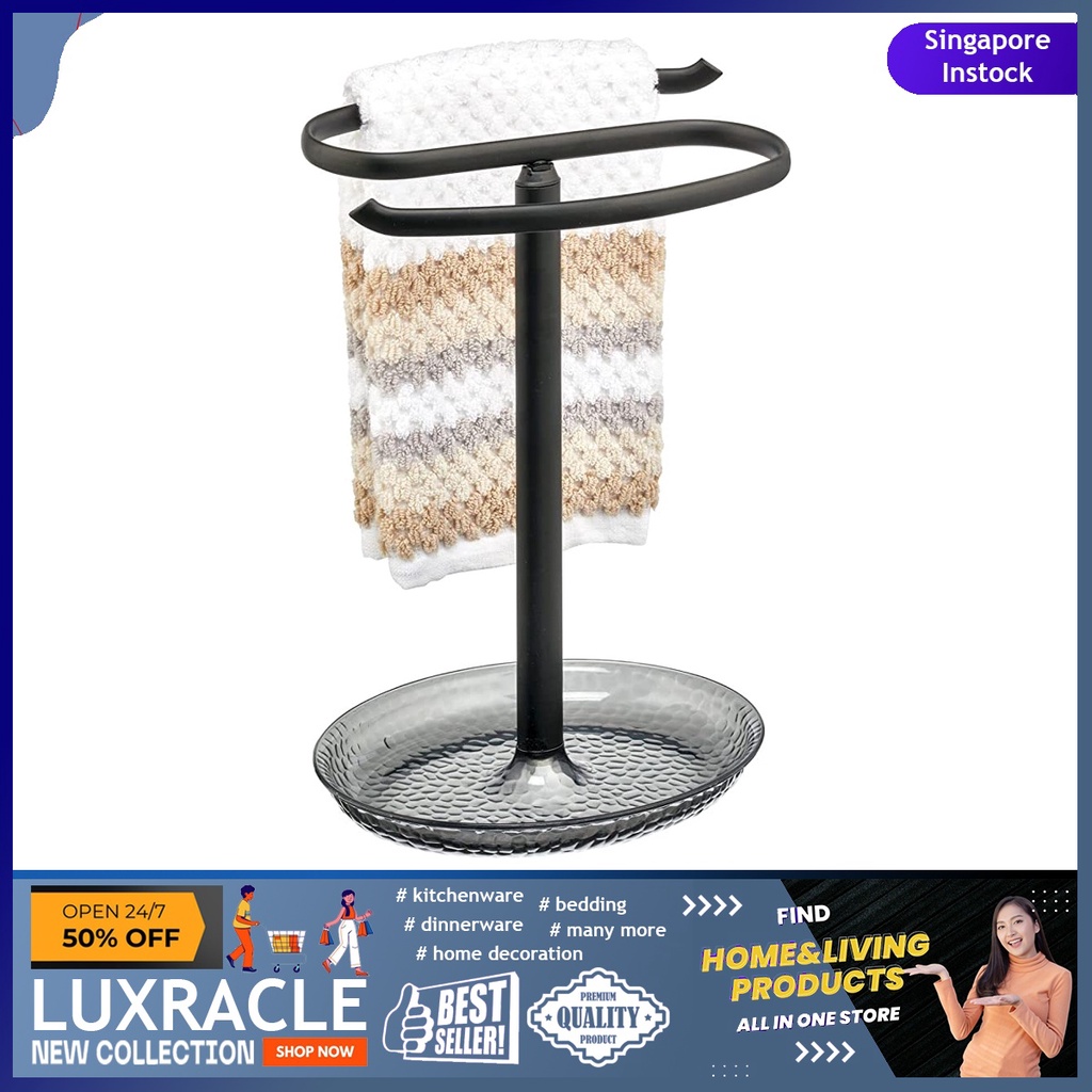 [sg stock] mDesign Decorative Metal Fingertip Towel Holder Stand with