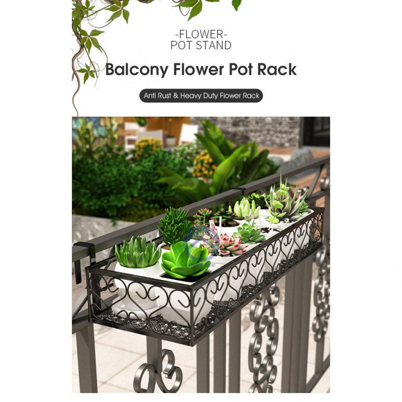ODOROKU Flower Pot Rack Balcony Corridor Railing Hanging Plant Basket ...