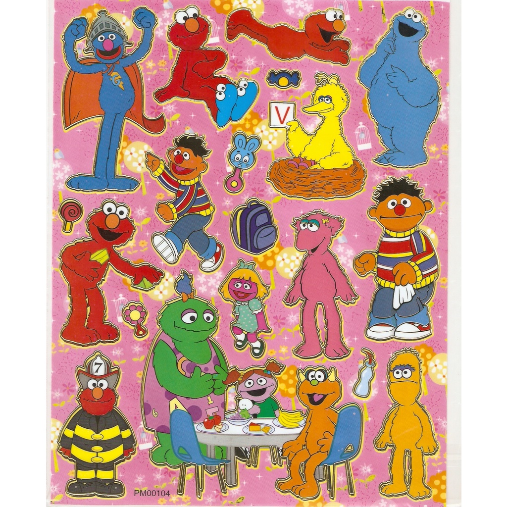 A4 Size Removeable Sticker Sesame Street Elmo & Friends Cartoon ...