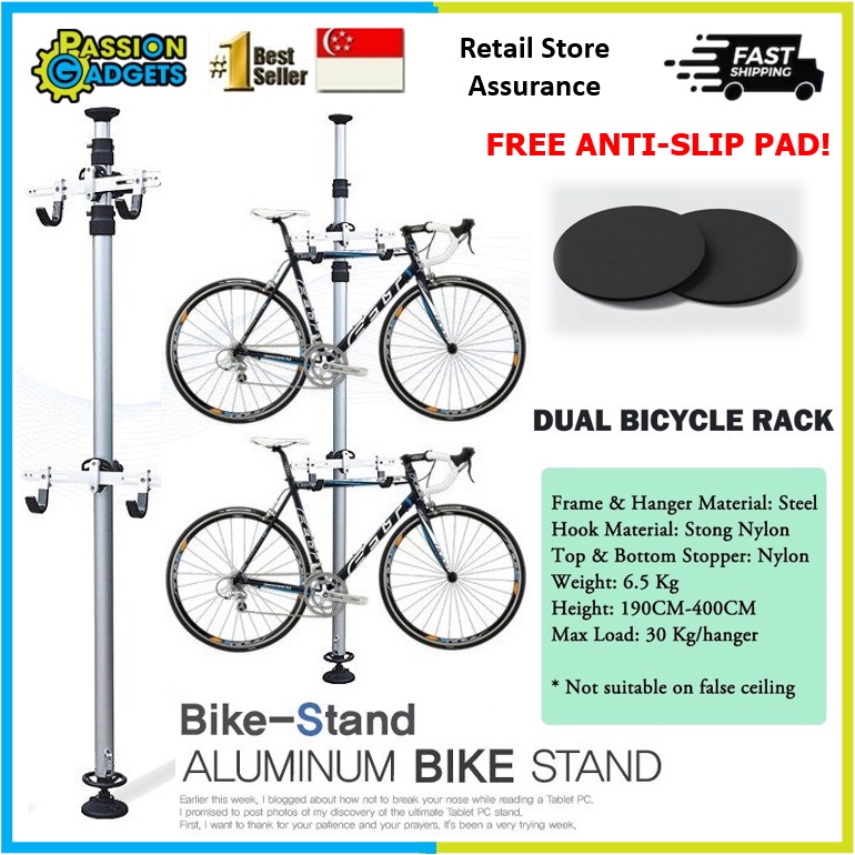 2024 SG Seller Dual Bicycle Tower Rack Bicycle Rack Bicycle Stand Bike Rack Bike Stand Ground to Roof Ceiling Shopee Singapore