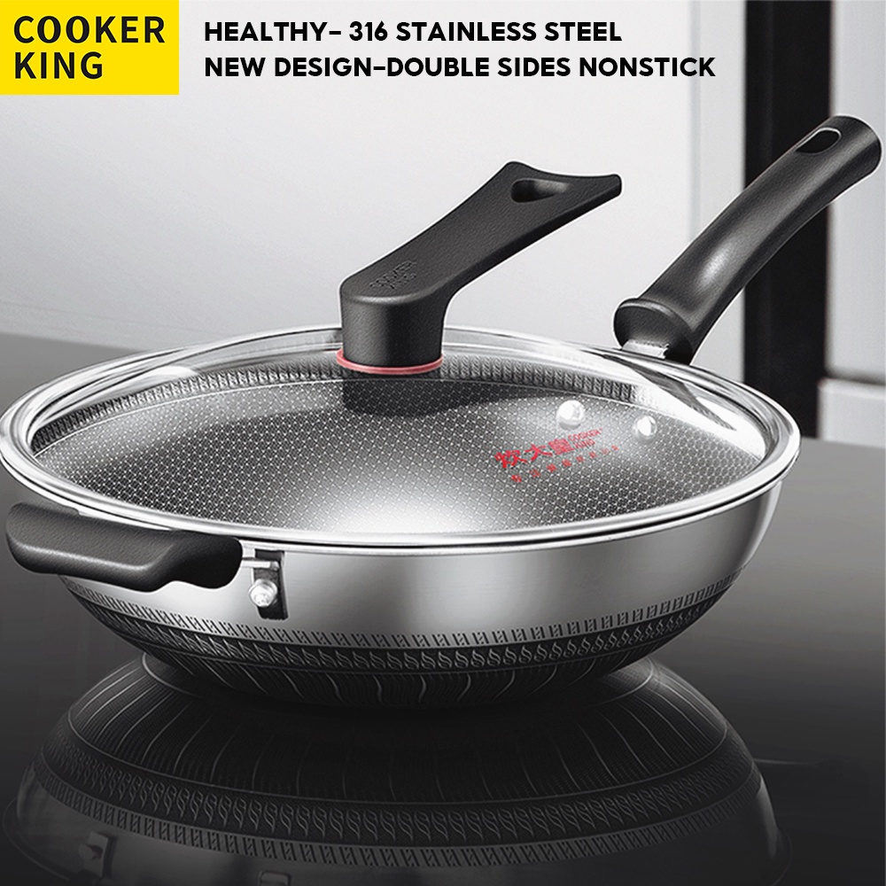 New German 316 Stainless Steel Wok Non-stick Wok Household Five