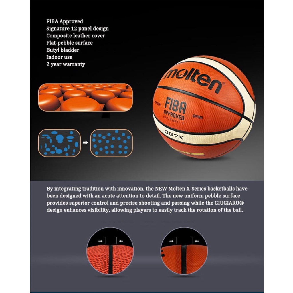 Molten GG7X FIBA Official Basketball Ball/Molten Bola Keranjang