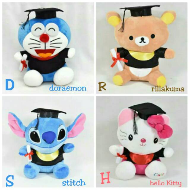 Graduation doll (Doraemon, Rilakuma, Stitch, Hello kitty) | Shopee ...