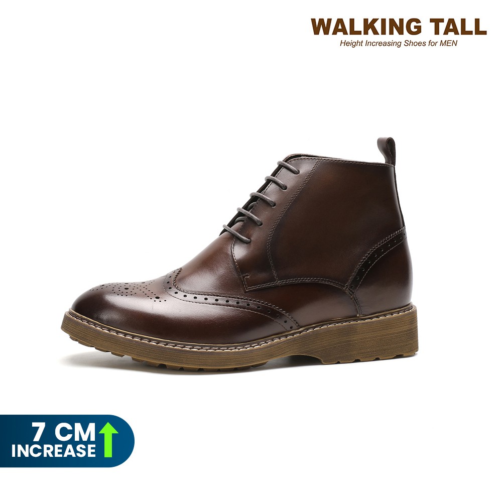 Walking Tall Premium Leather Men Boots Height increase shoes 7