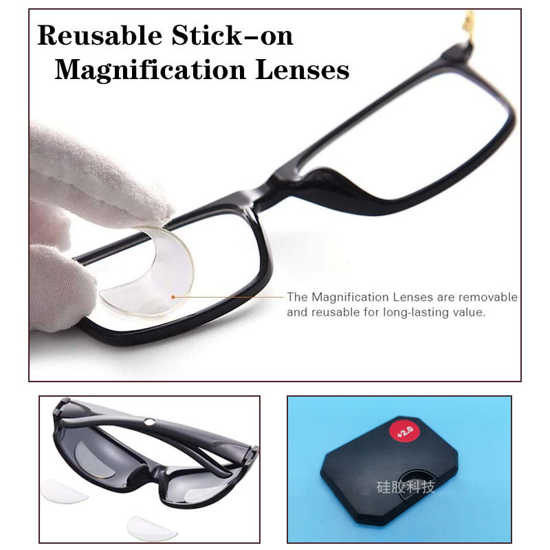 Magic Reusable Stick on Bifocal Lenses Reader Silicone Soft Magnifying Reading Glasses Sticker Turn All Glasses Into Reading Glasses Shopee Singapore