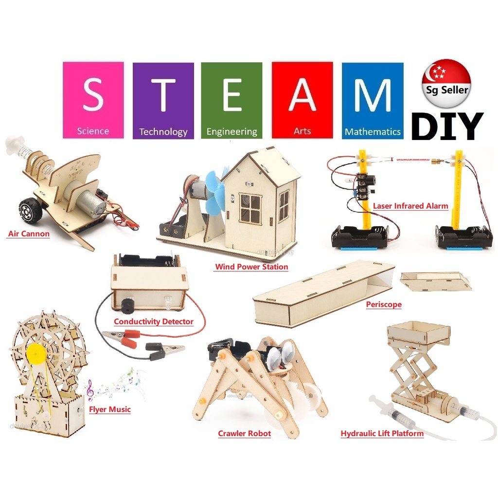 SG Seller STEM for Kids DIY Science Toy Kids DIY Science Electric Handmade Model Blocks Kits Toys School Science Shopee Singapore