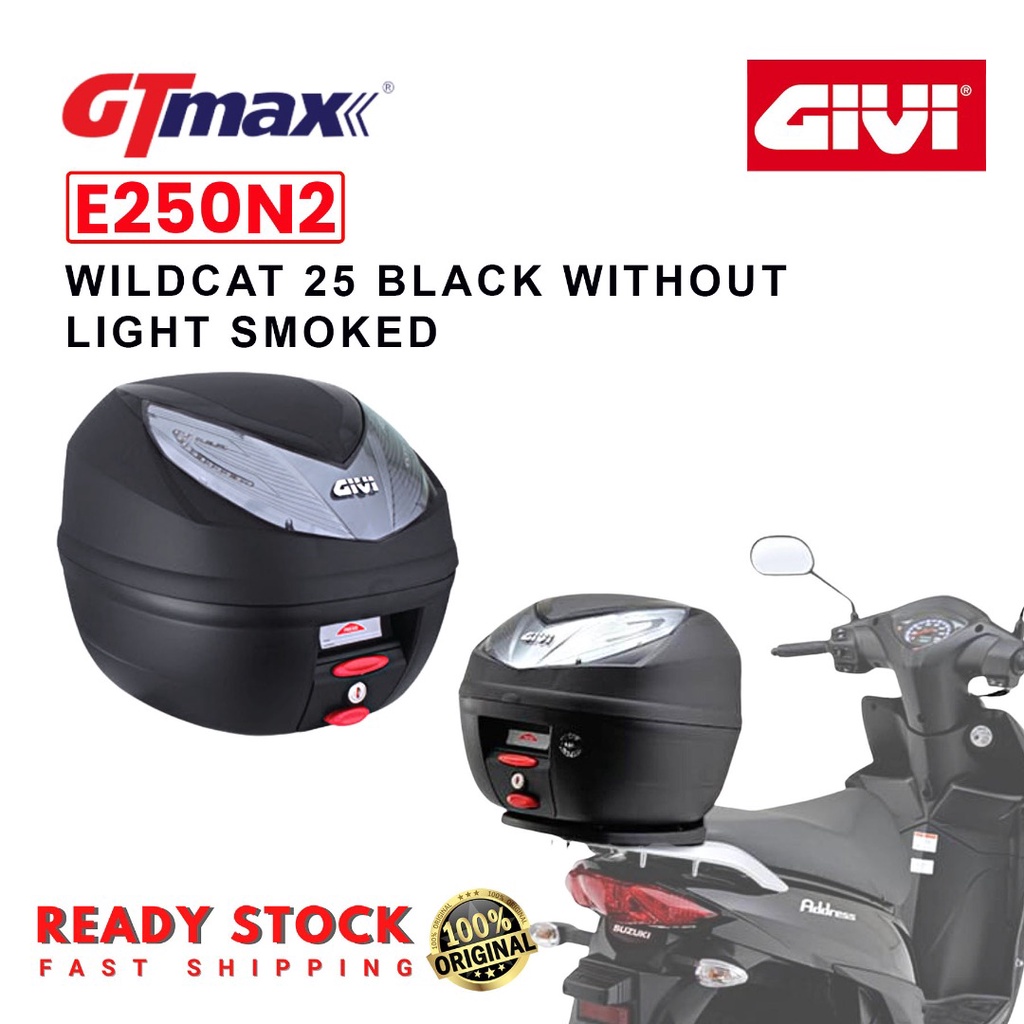 KOTAK GIVI BOX MONOLOCK TOP CASE BLACK WITH SMOKE REFLECTOR E250N2 ...