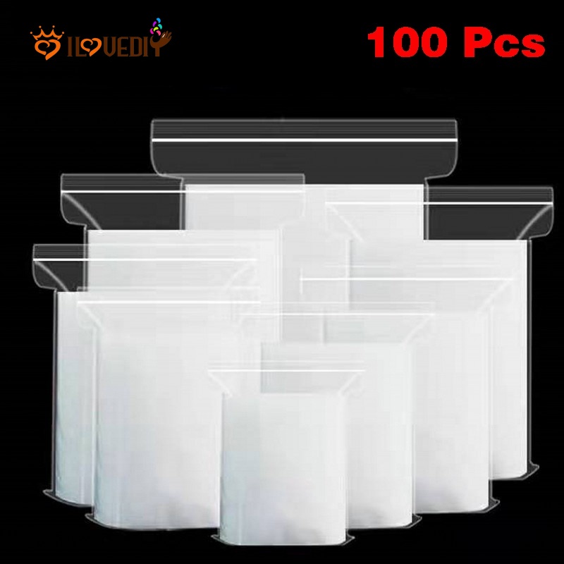 100 Pcs Transparent Thickened Ziplock Bags / Reusable Pull Chain Food