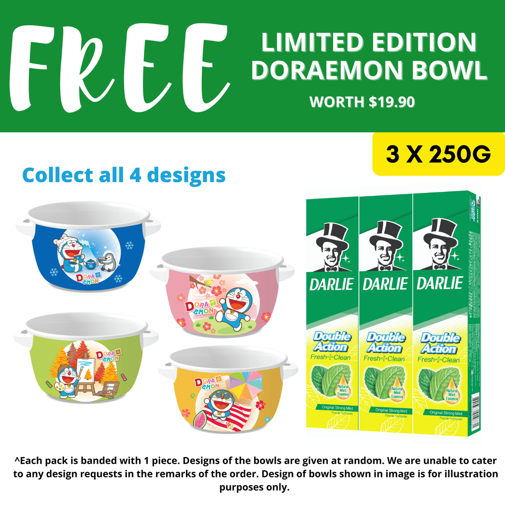 Darlie DA Toothpaste 3x250G+Doraemon Bowl | Shopee Singapore