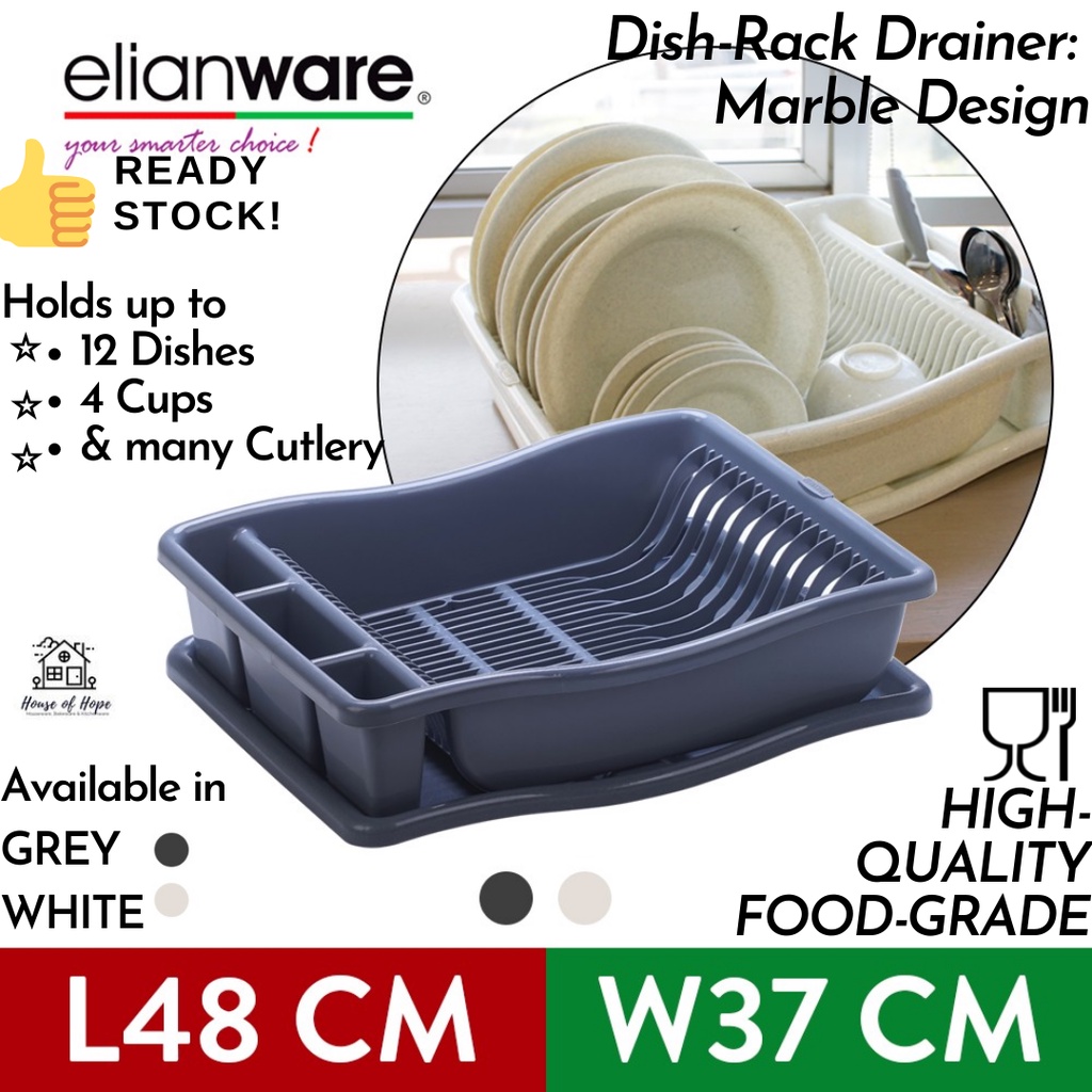 [Ready Stock MPE289] Elianware Marble Design Home Dish Rack Drainer ...